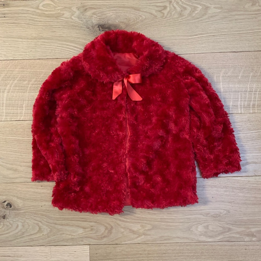 Like New red faux fur jacket